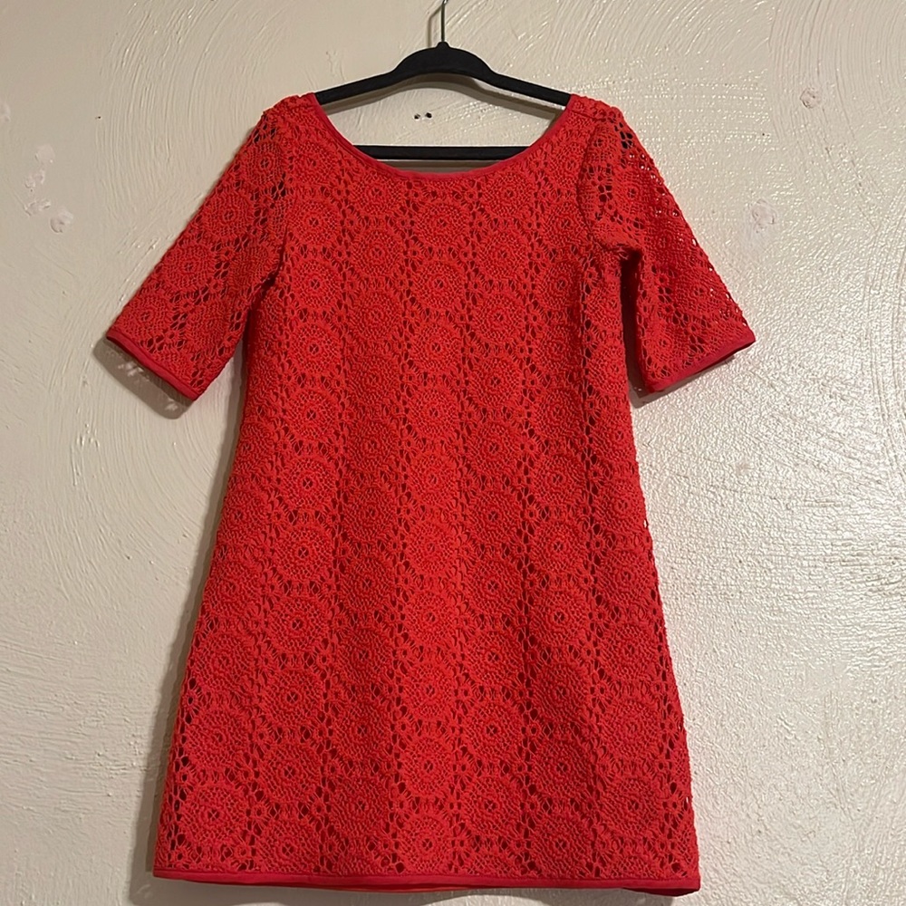 Lilly Pulitzer coral crotchet dress small
